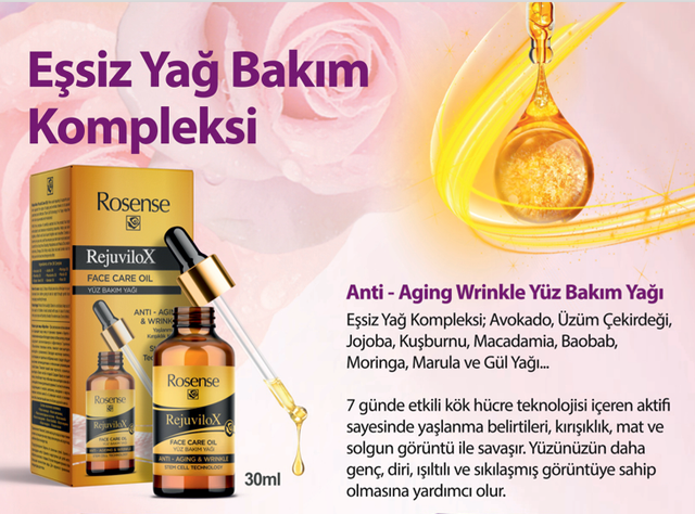 ROSENSE RejuviloX KIRIŞIKLIK KARŞITI yüz yağı 30ml