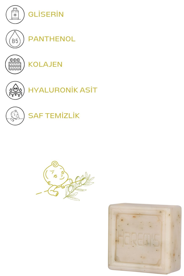 HAREM'S 120g Hyaluronik Asit ve Kolajenli ÇOCUK SABUNU ZEYTİN ÇEKİRDEĞİ