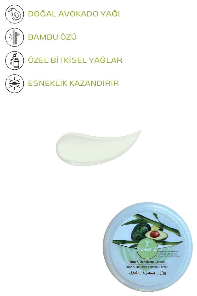 HAREM'S 125ml Yüz ve Dekolte Kremi AVOKADO & BAMBU ÖZÜ