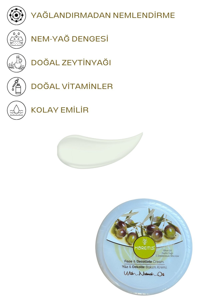 HAREM'S 125ml Yüz ve Dekolte Kremi ZEYTİNYAĞI VE KOLAJEN