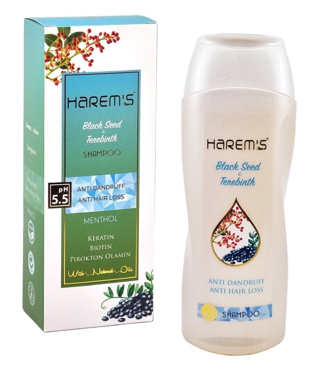 HAREM'S 350 ml Siyah Kimyon ve Menengiç İçeren Saç Dökülmesine Karşı Yenileyici Şampuan