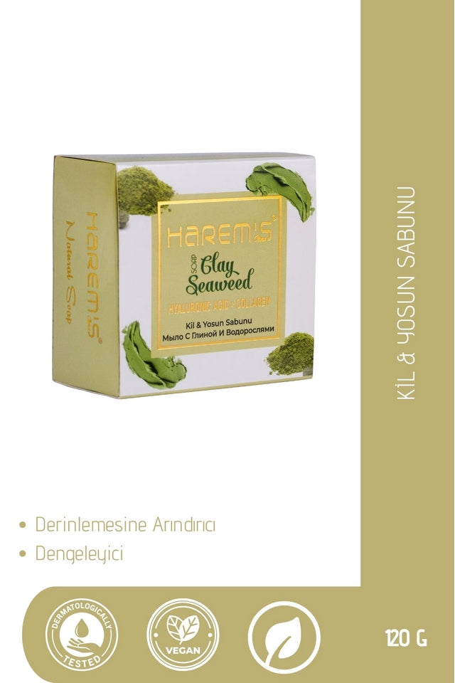 HAREM'S 120g Hyaluronik Asit ve Kolajen KİL VE DENİZ YOSUNU Sabunu