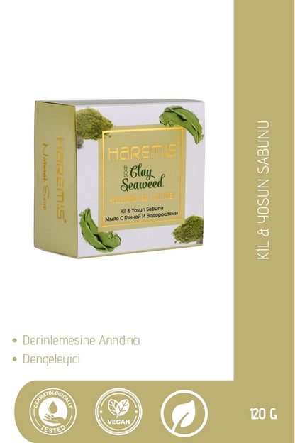 HAREM'S 120g Hyaluronik Asit ve Kolajen KİL VE DENİZ YOSUNU Sabunu