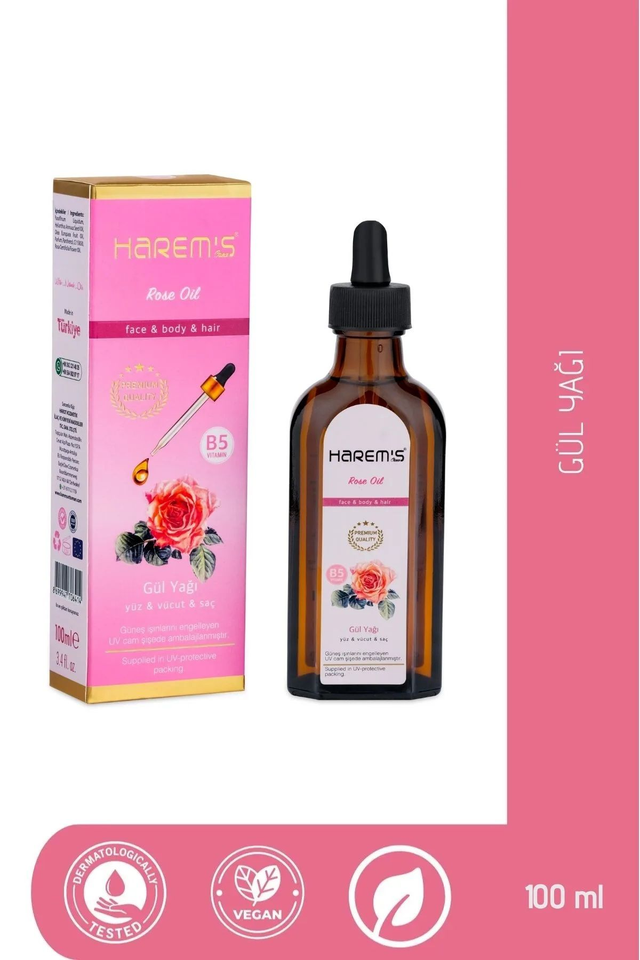 HAREM'S 100 ml Gül Yağı ile Yatıştırıcı Yağ YÜZ, SAÇ VE VÜCUT